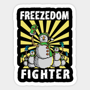 Vintage Snowman Freezedom Fighter Pun Resist Revolution Sticker